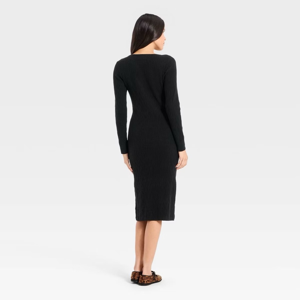 Target Women’s Universal Threads Long Sleeve Midi Textured Sweater Dress Size XS - Picture 2 of 8